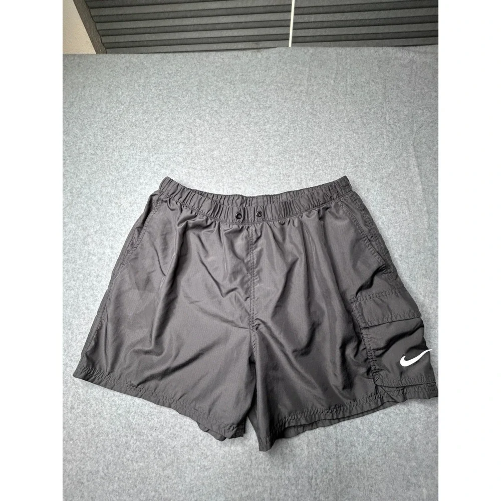 Nike Swim Trunks Men's XL Gray Ripstop Cargo Board Shorts